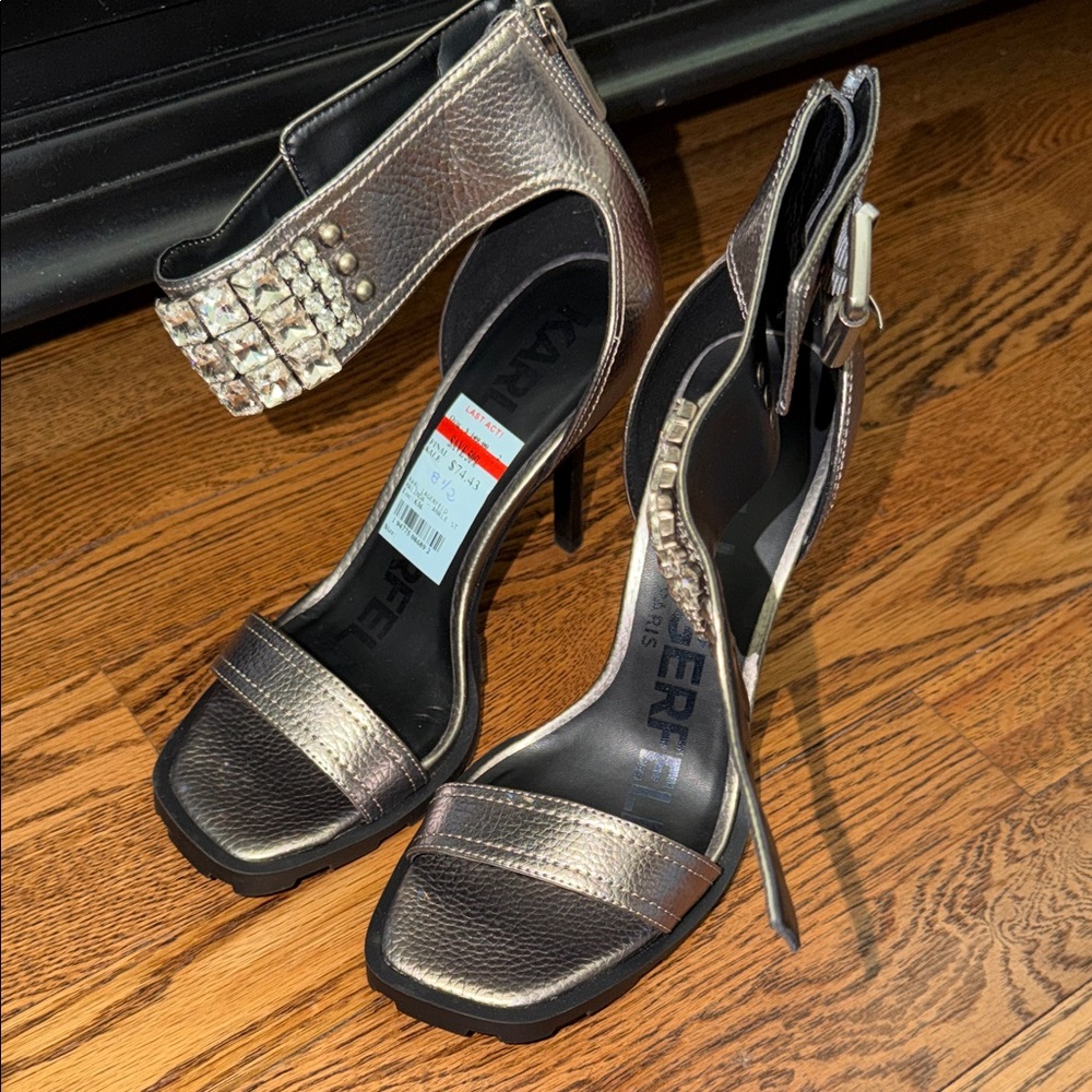 Karl Lagerfeld Metallic Silver Heels